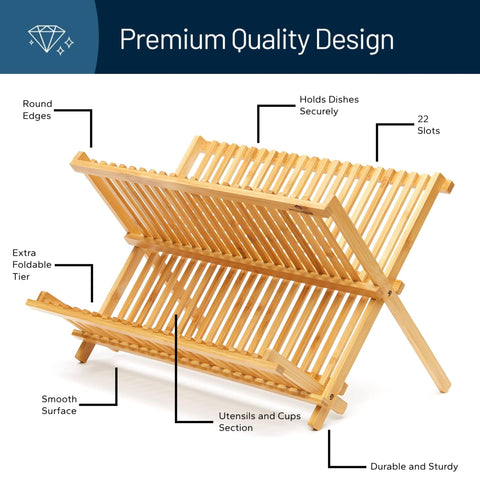 RoyalHouse dish rack with airflow slats promoting quick air circulation for utensils and plates.