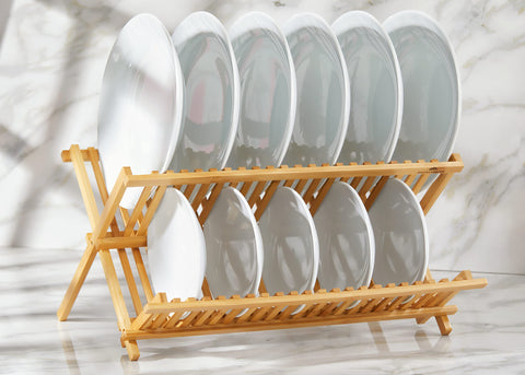 RoyalHouse easy-clean bamboo rack wipe clean and air dry after use.