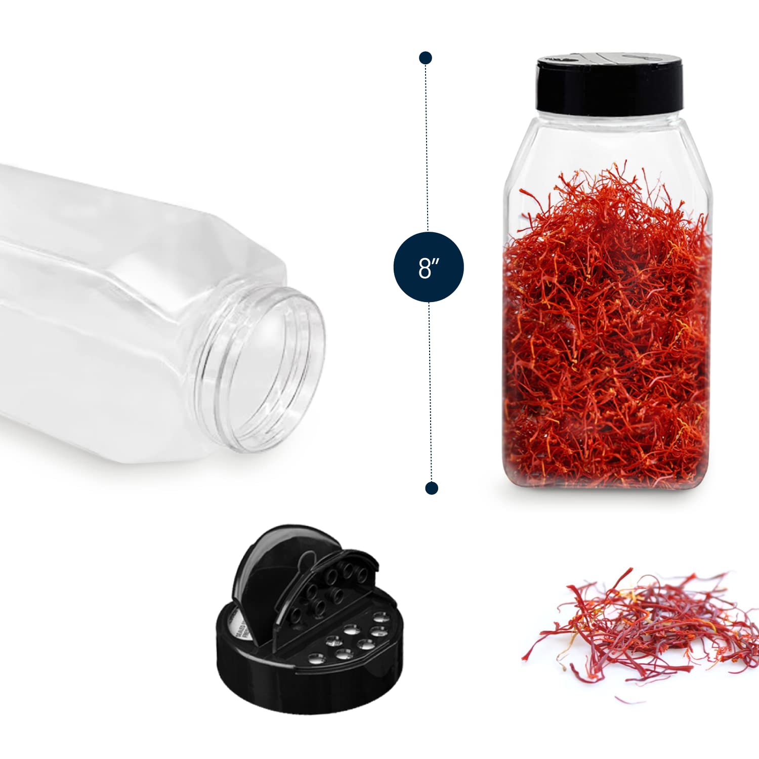 RoyalHouse clear jars provide easy visibility of spices and ingredients.