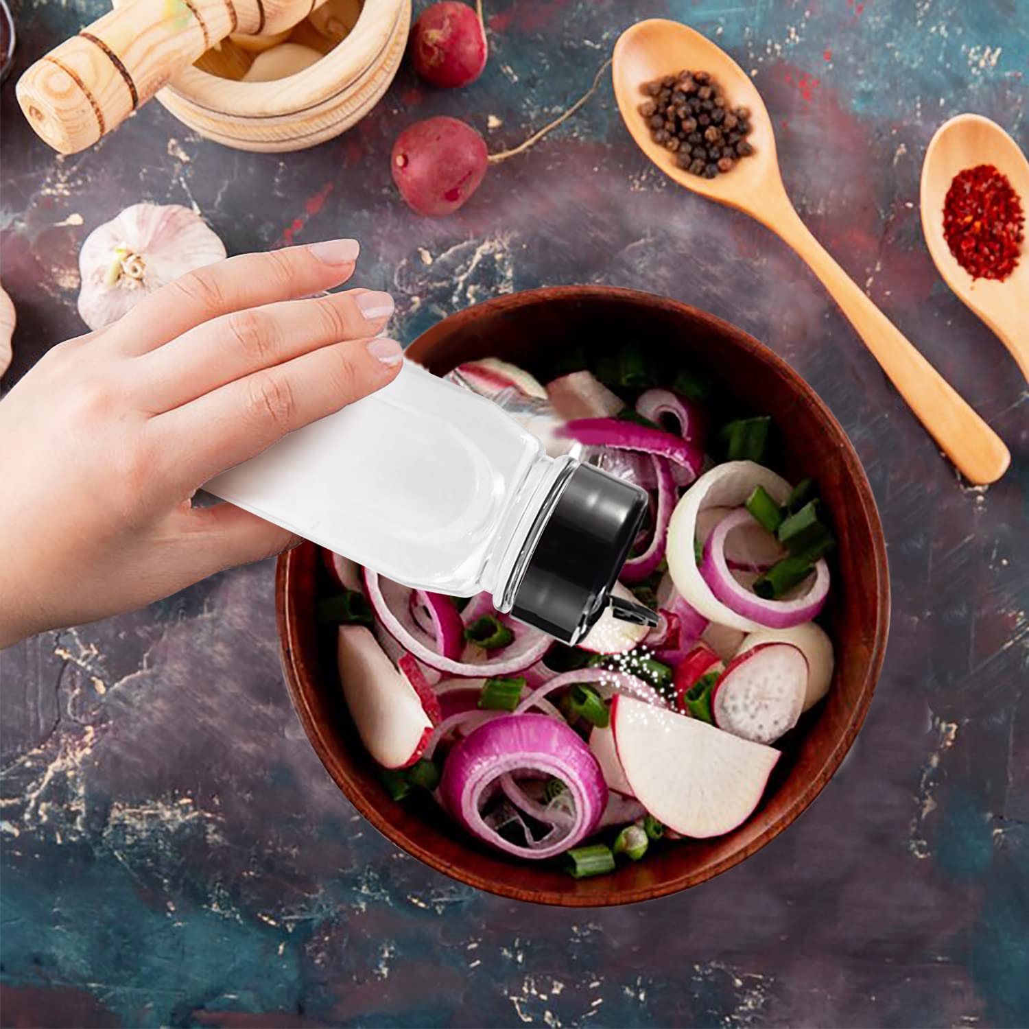 RoyalHouse stackable design helps save cabinet space and keep spices tidy.