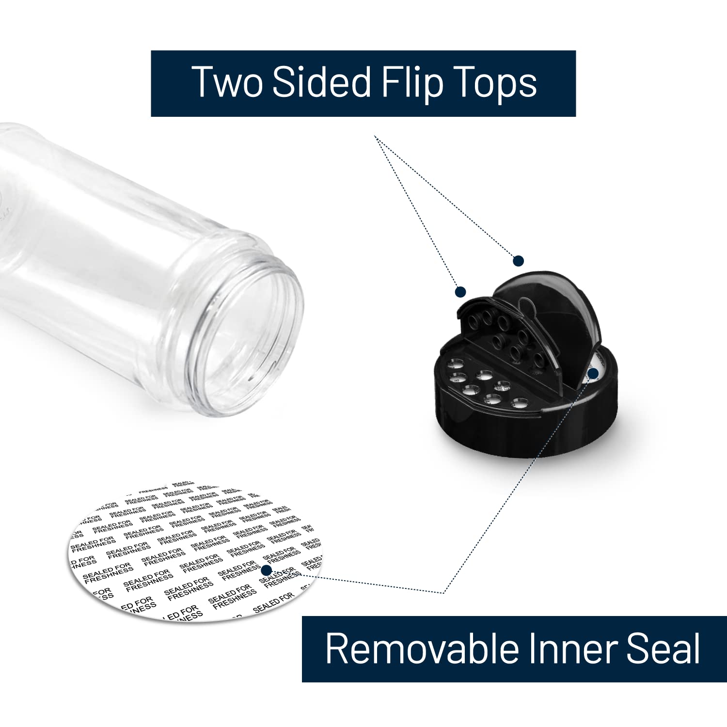 RoyalHouse two-sided flip-top lid spice jar for shaking and pouring.