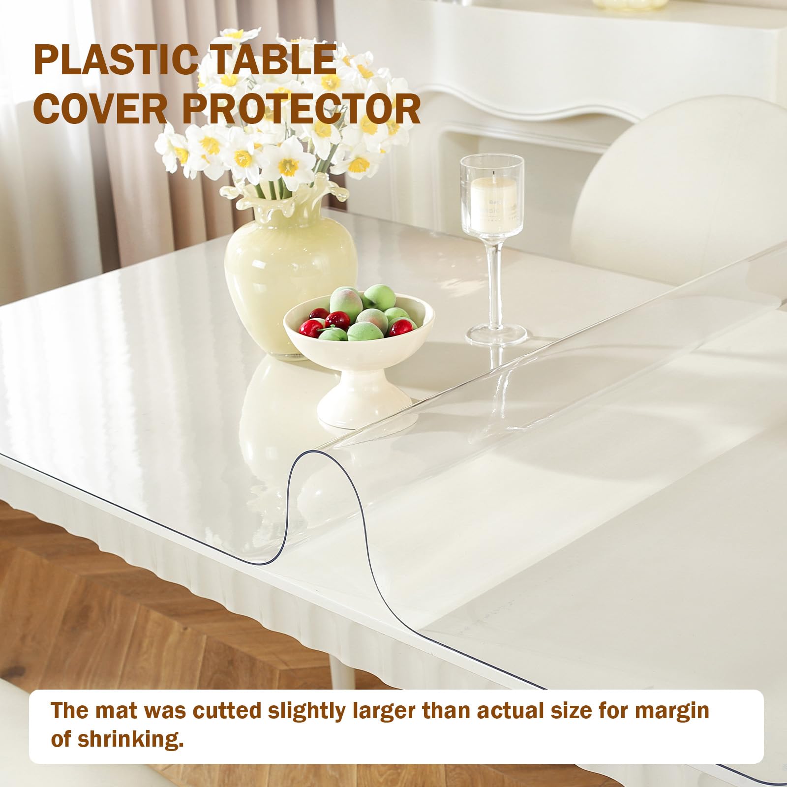 Royhom clear table cover 1-5mm close-up shows thick protective layer