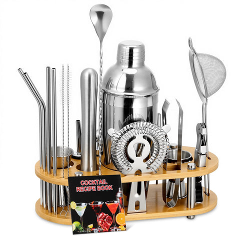 Roylvan Bartender Kit on the stand keeps tools organized for quick access
