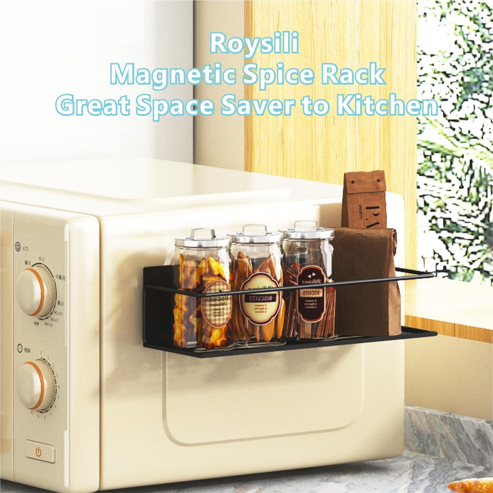 Roysili black fridge organizer pack enhances kitchen storage