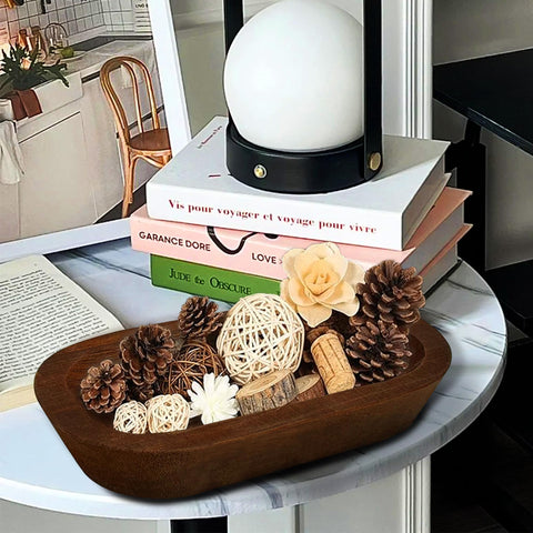 Royxen dough bowl on kitchen decor ideal for fruit and small items.