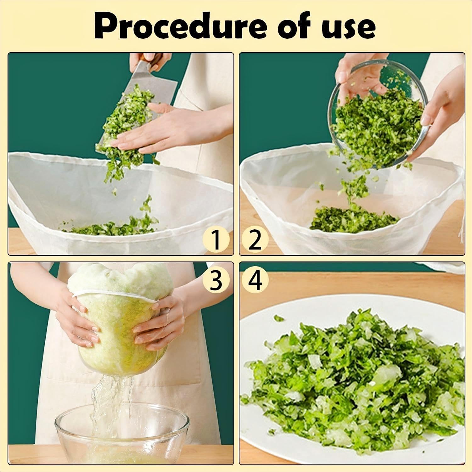 RQAMRCU filter bag ideal for dumpling fillings and straining ingredients