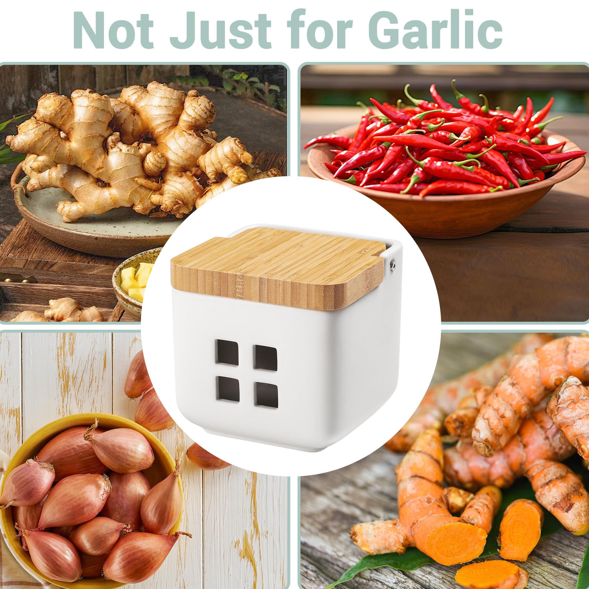 RQYIXI garlic container wide opening makes storing and retrieving cloves easy.
