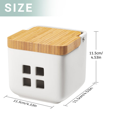 RQYIXI garlic container with wooden lid demonstrates light-blocking design for longer freshness.