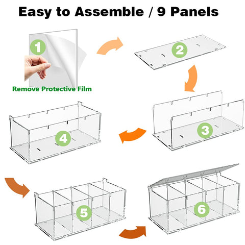 RR RAXMIN clear acrylic 4-compartment capsule organizer on kitchen counter