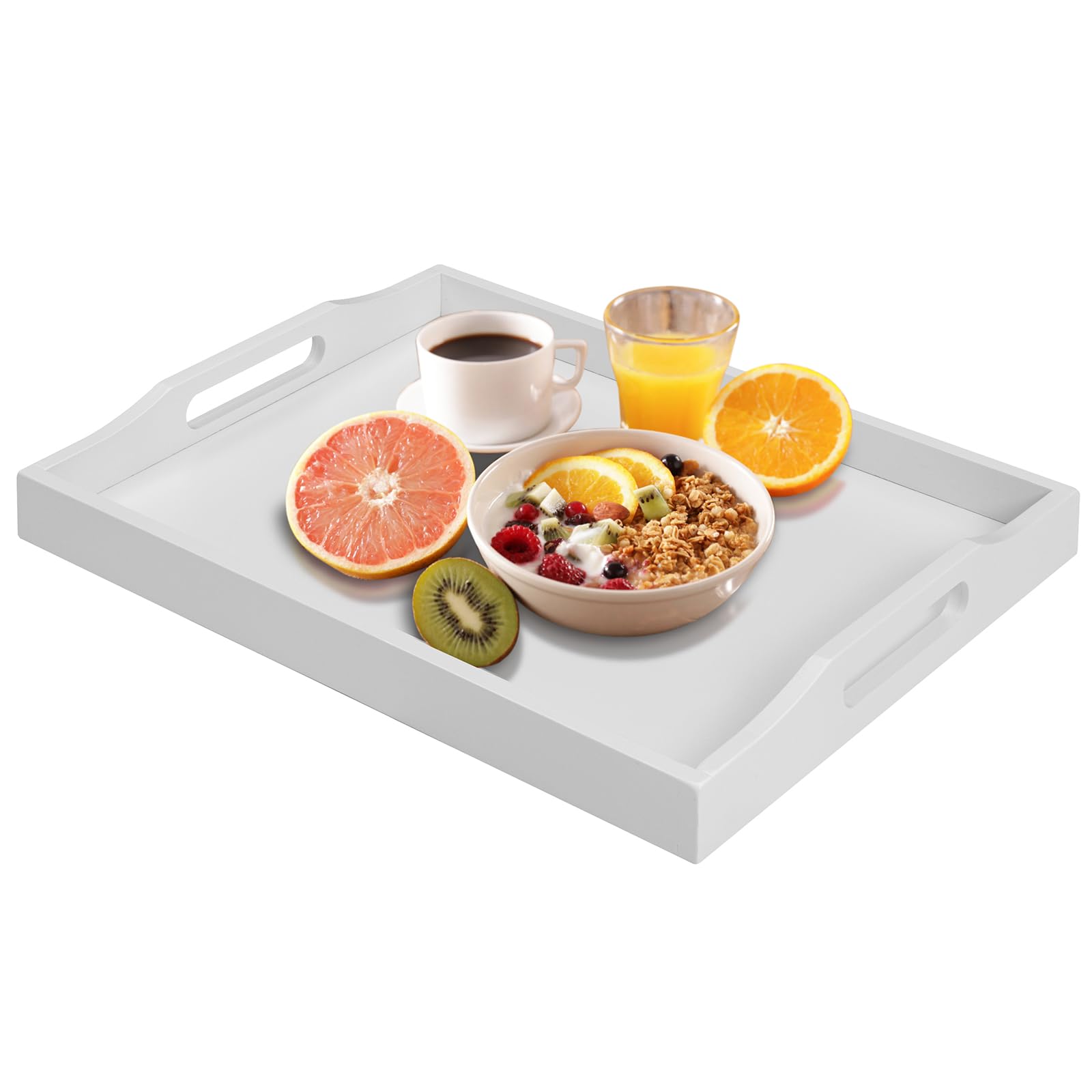 RRX bamboo serving tray with handles for easy entertaining.