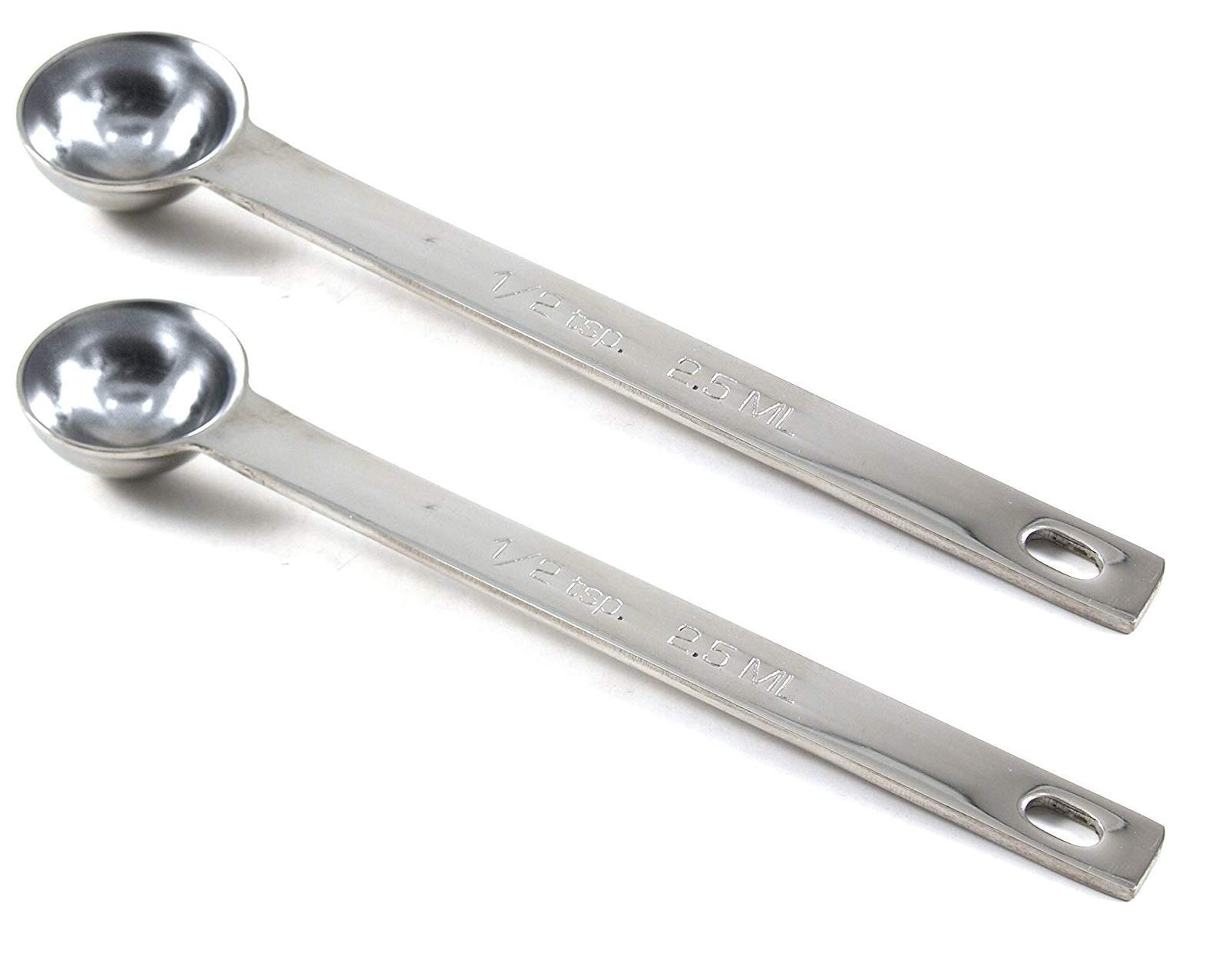 RSVP Endurance half-teaspoon stainless steel measuring spoon for precise ingredient prep and easy cleanup.