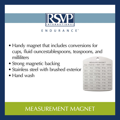 RSVP Endurance magnet ready for everyday baking tasks on the fridge.