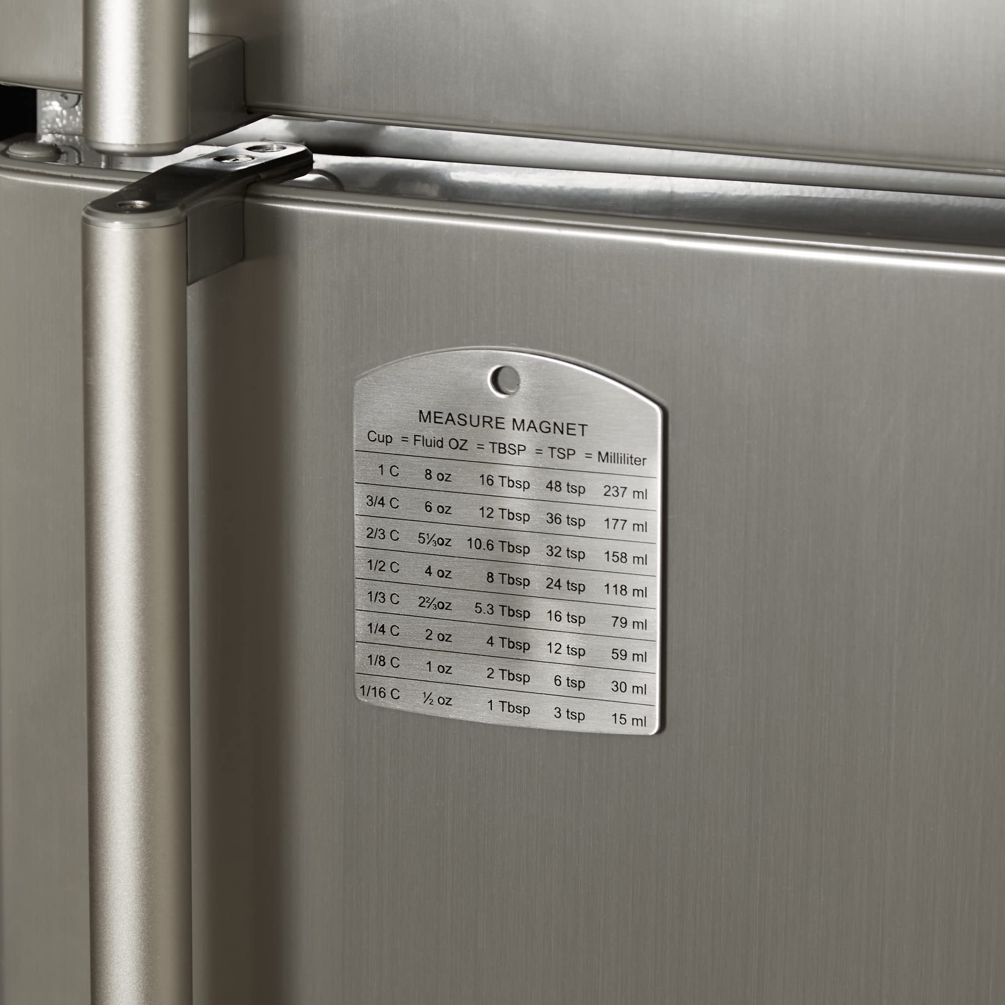 RSVP Endurance magnet showing conversions for cups, ounces, and milliliters for cooking.