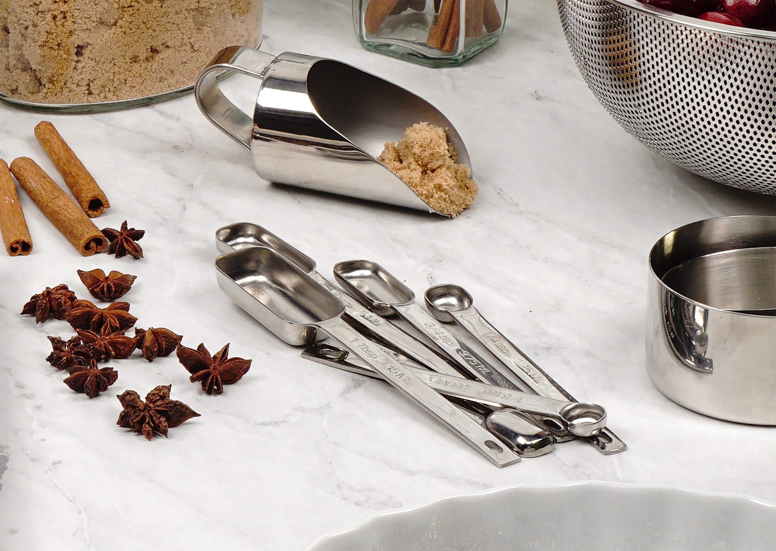 RSVP Endurance spoons with long handles reach into narrow spice jars