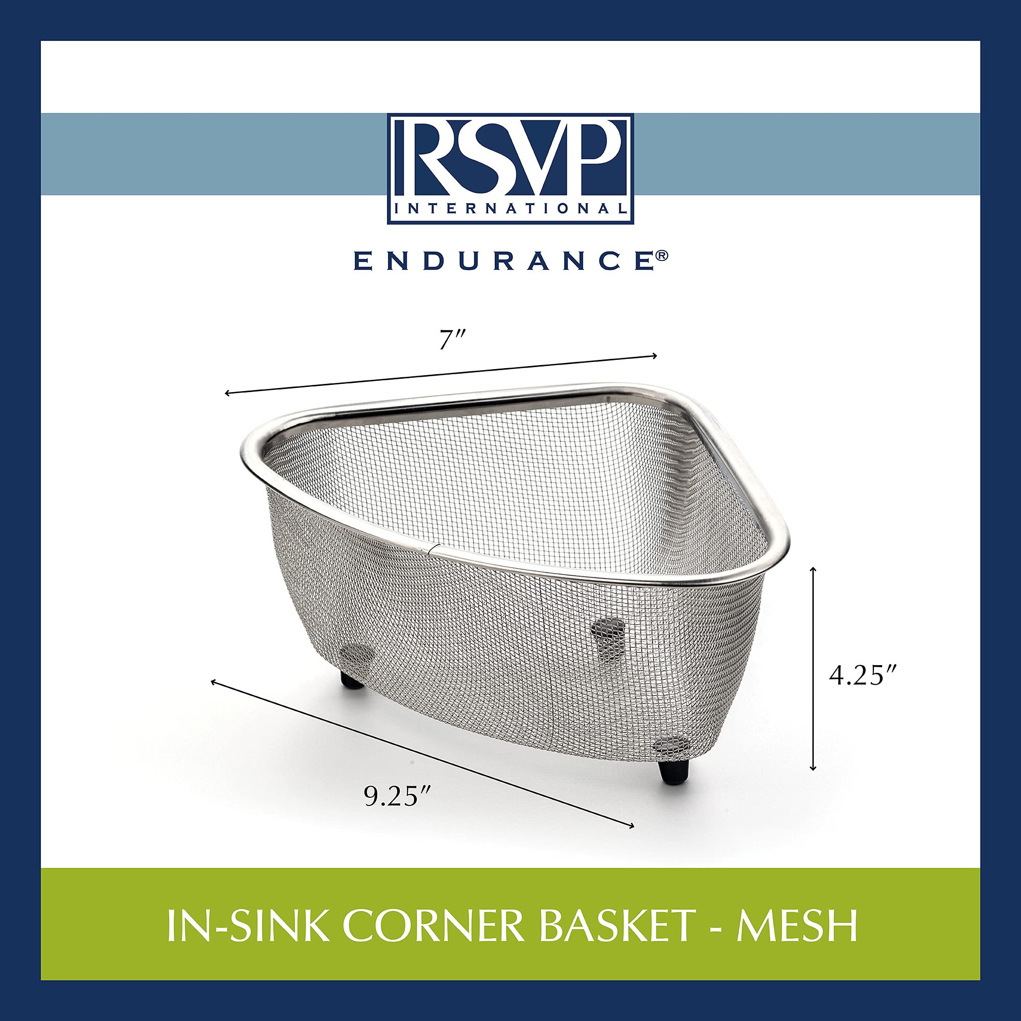 Sturdy 18/8 stainless mesh doubles as a small strainer and drainer