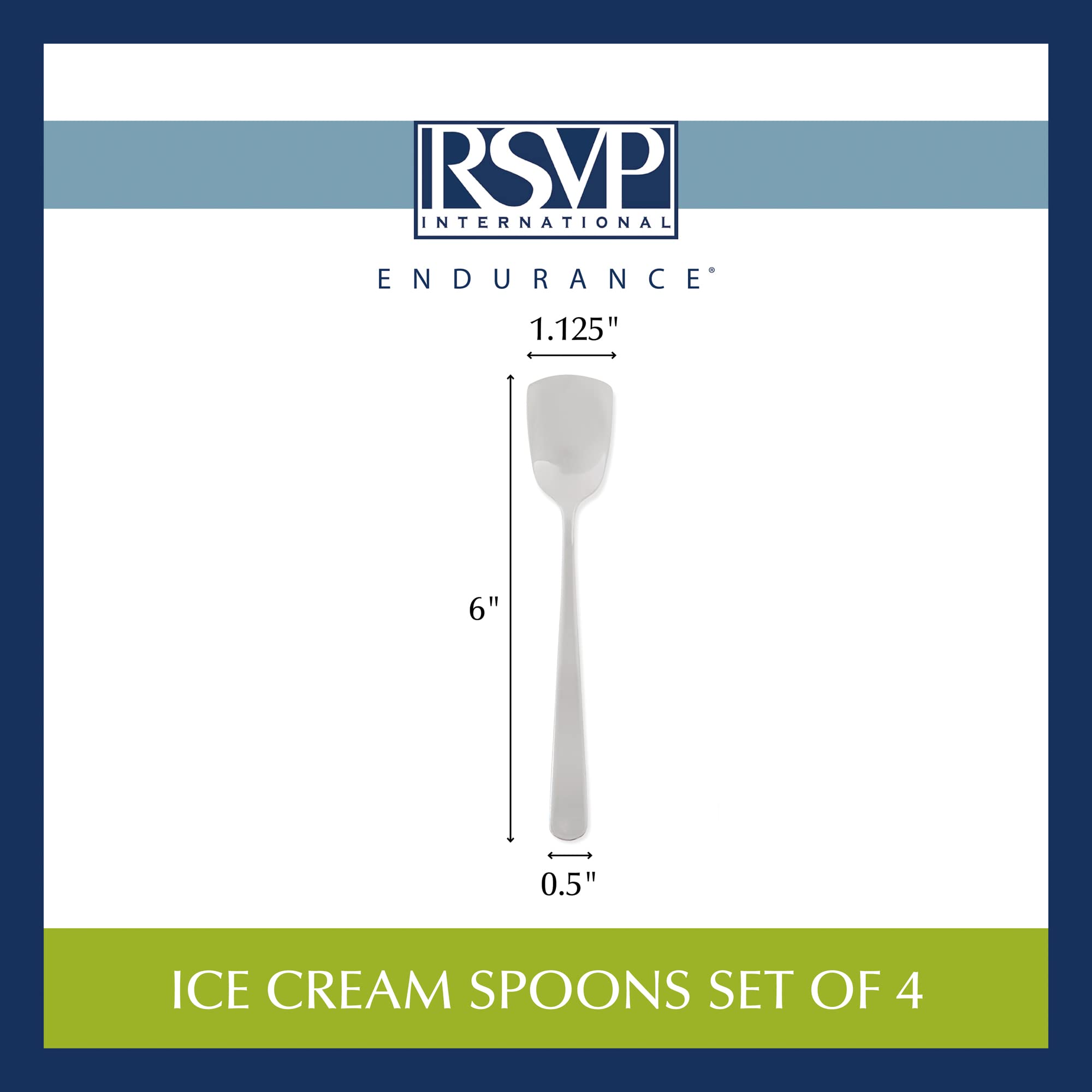 RSVP International durable stainless steel spoons, dishwasher safe for quick cleanup.