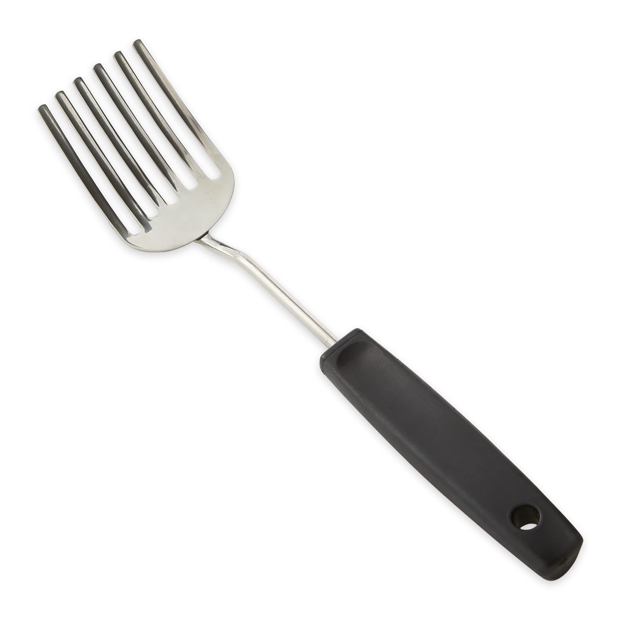 RSVP Fantastic Fork with black rubberized handle offers a comfortable, non-slip grip.