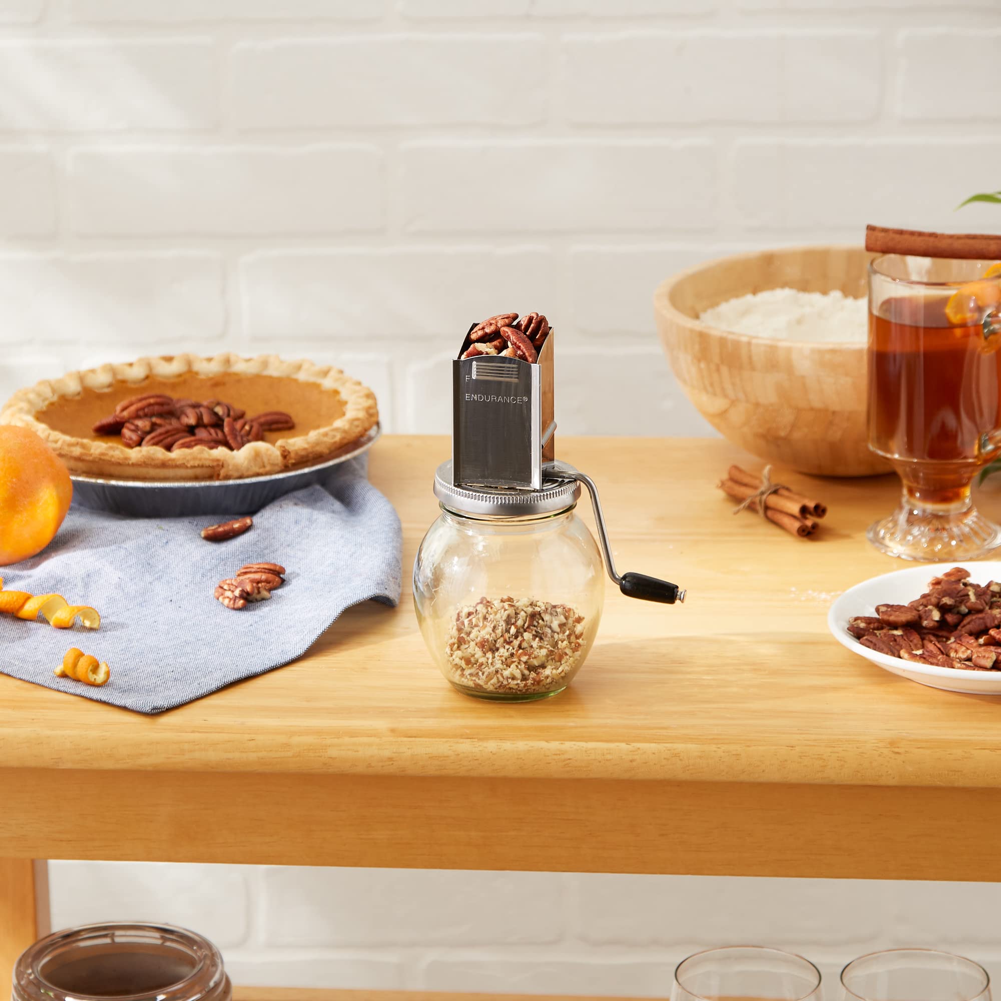 Nut grinding for baking prep using the Endurance grinder