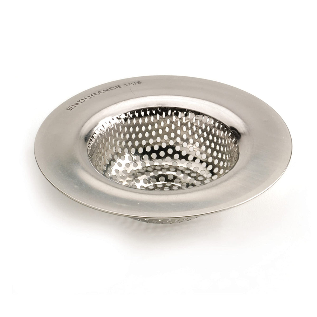 RSVP International Endurance sink strainer with a 4.5-inch wide rim traps scraps while draining.