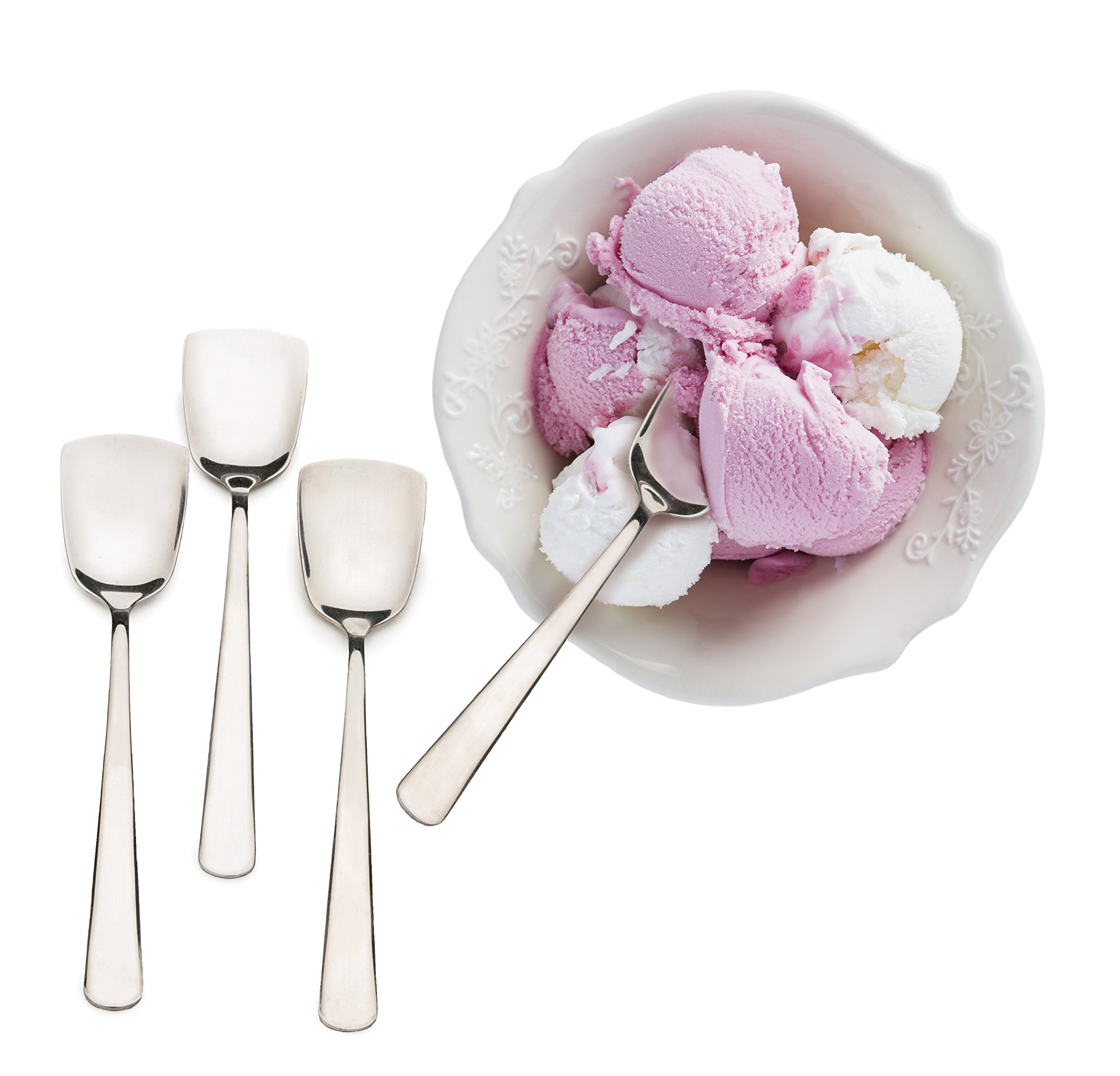 RSVP International large-handle dessert spoons for comfortable, controlled scooping.