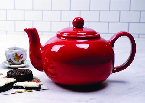 RSVP International red teapot 16oz capacity suited for small groups.