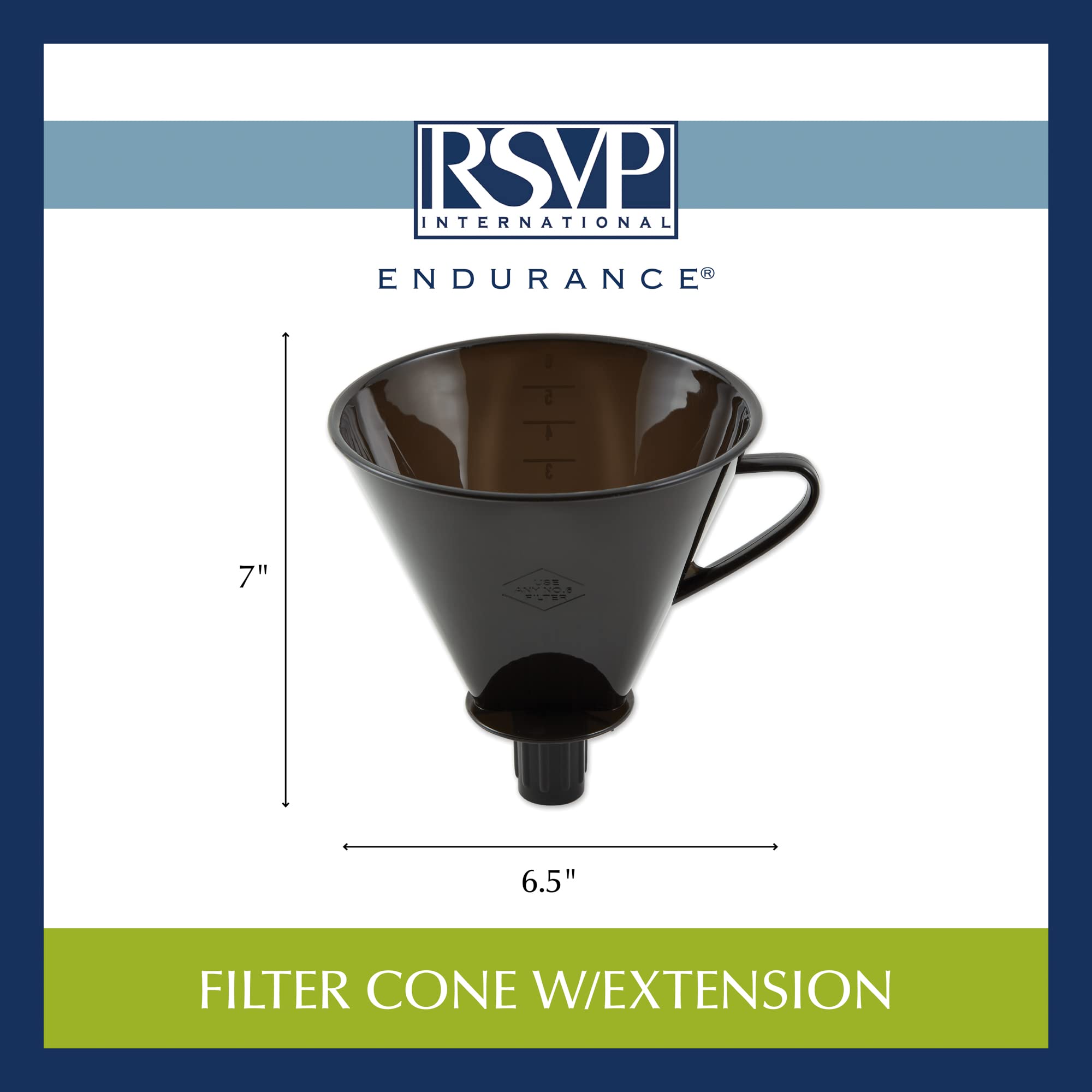 RSVP cone fits carafes and mugs for versatile brewing