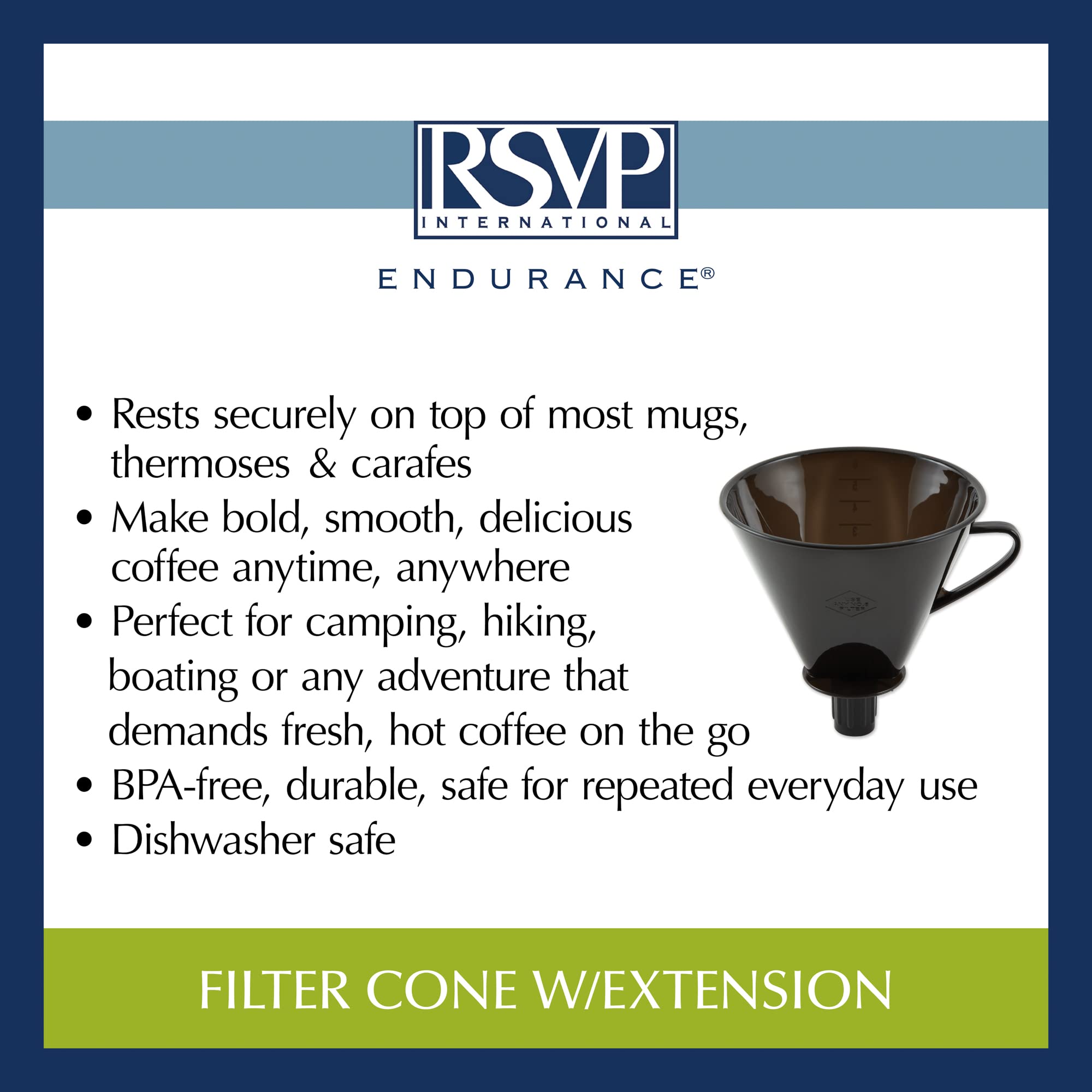 Dishwasher-safe RSVP cone for easy cleaning
