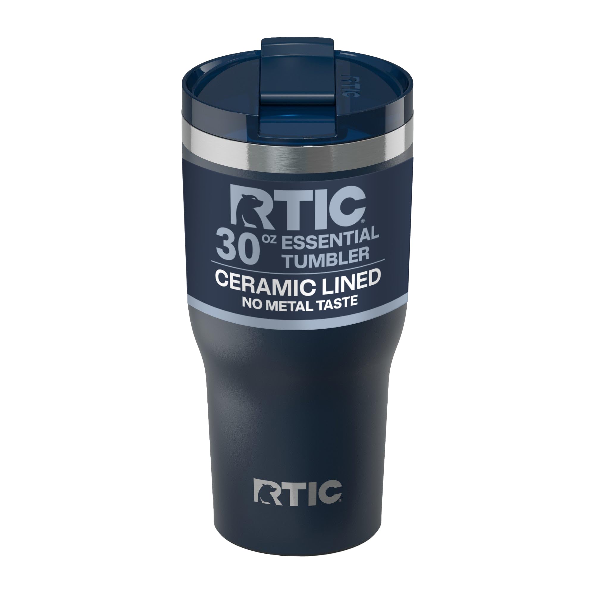 RTIC 30oz Essential Tumbler navy exterior, ideal for travel and daily use.