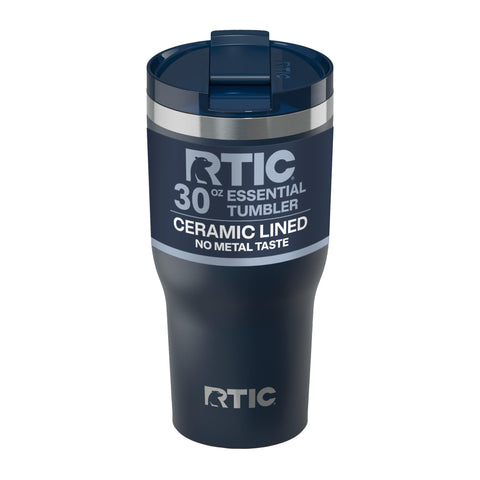 RTIC 30oz Essential Tumbler navy exterior, ideal for travel and daily use.