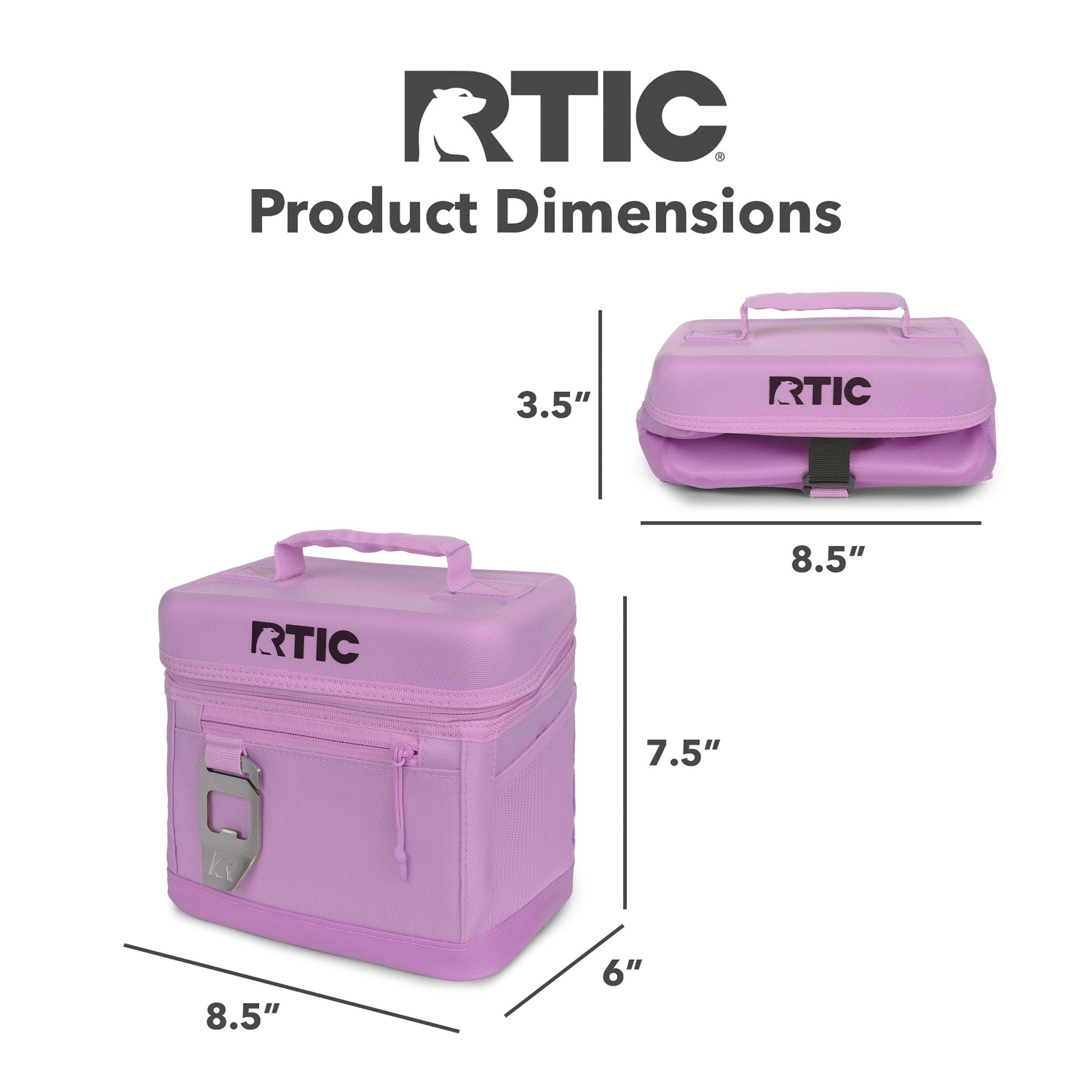 RTIC Everyday lavender cooler pockets help organize napkins, utensils, and keys.