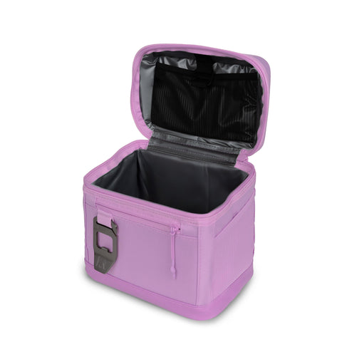 RTIC Everyday lavender cooler includes a removable stainless steel bottle opener for convenience.