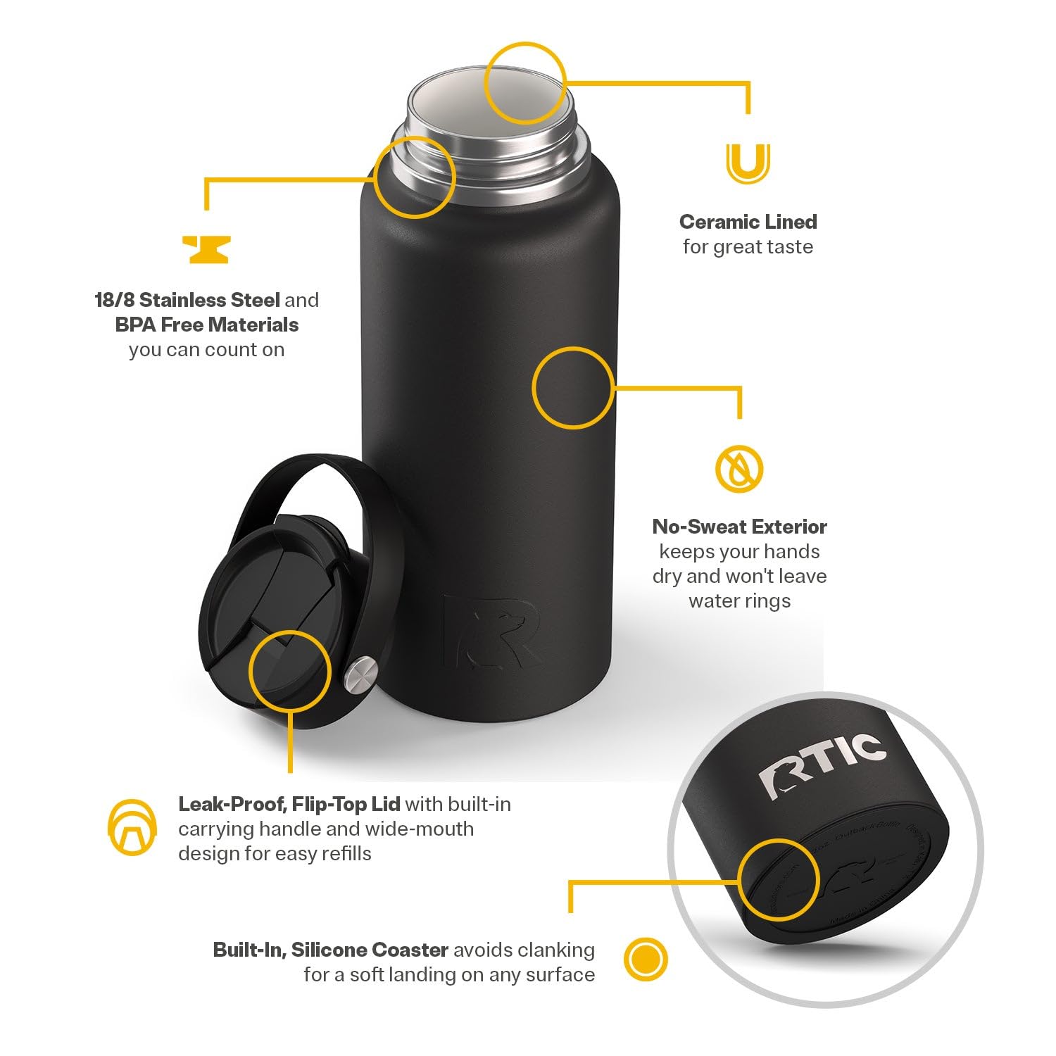 RTIC Outback 18/8 stainless steel construction for rugged outdoor use