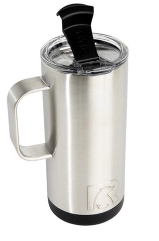 RTIC Travel Coffee Cup with splash-proof lid prevents spills during travel.