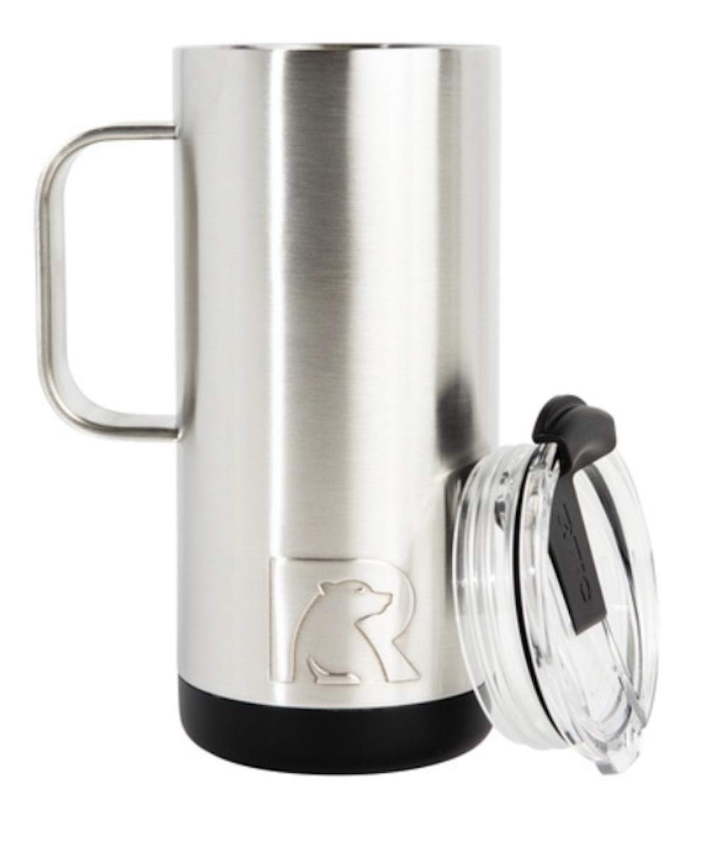 RTIC Travel Coffee Cup’s narrow tall design fits car cup holders and bike cages.
