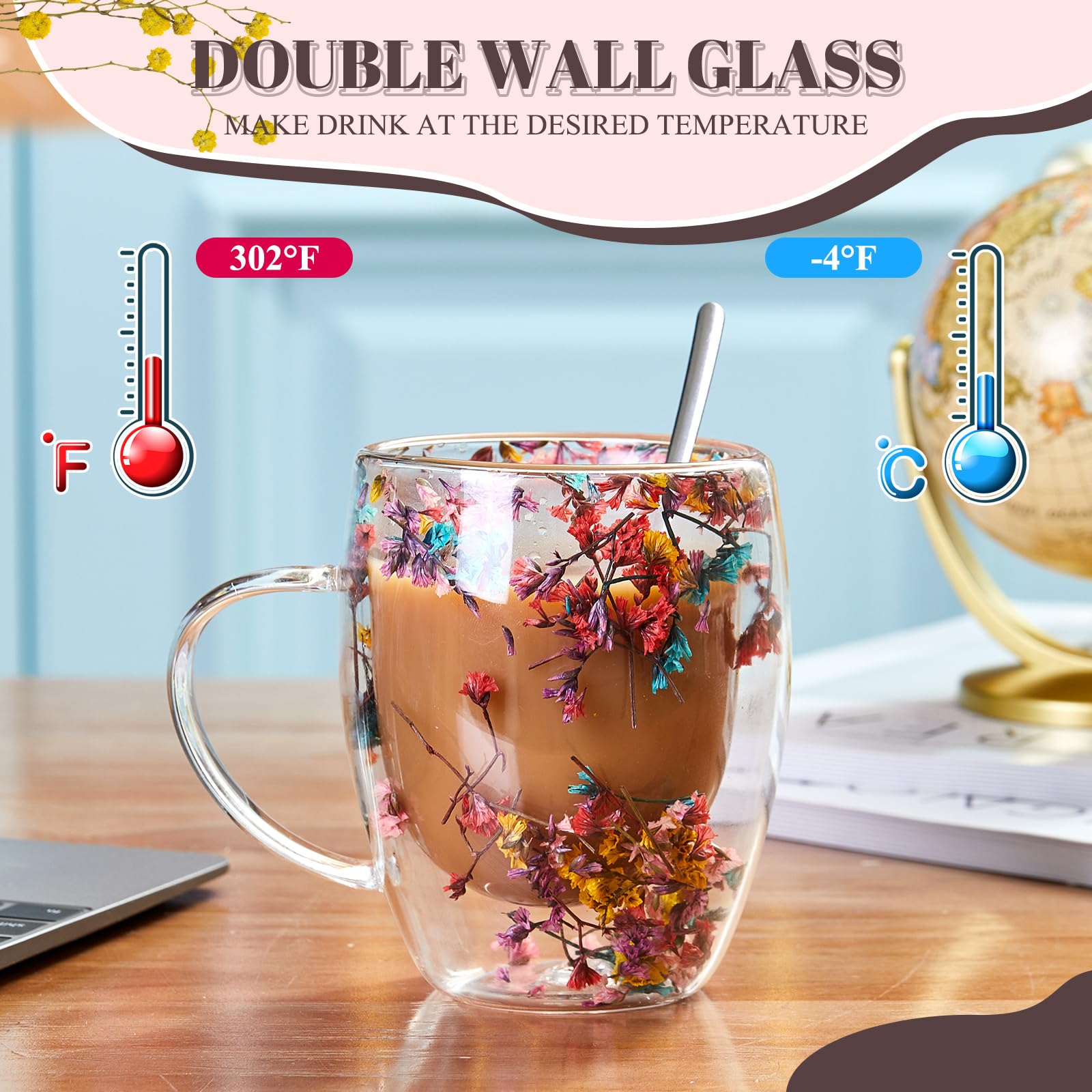 Rtteri 11.84oz glass mug ideal for coffee or tea