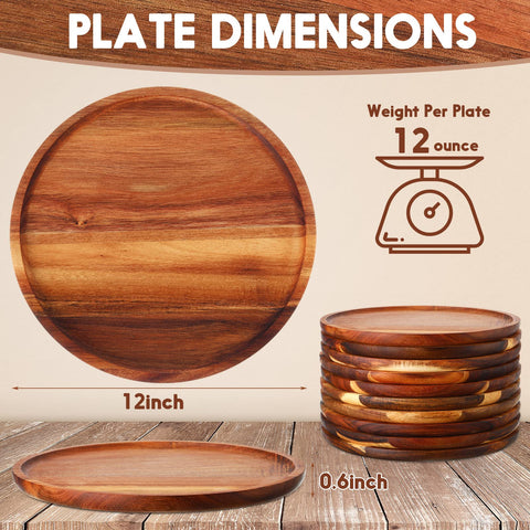 Rtteri acacia round plate 12in table setting with warm wood tone for entertaining.