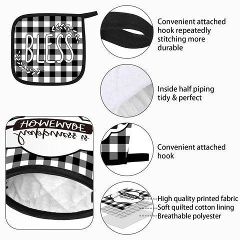 Rtteri buffalo plaid oven mitt highlighting insulated lining for safe handling.