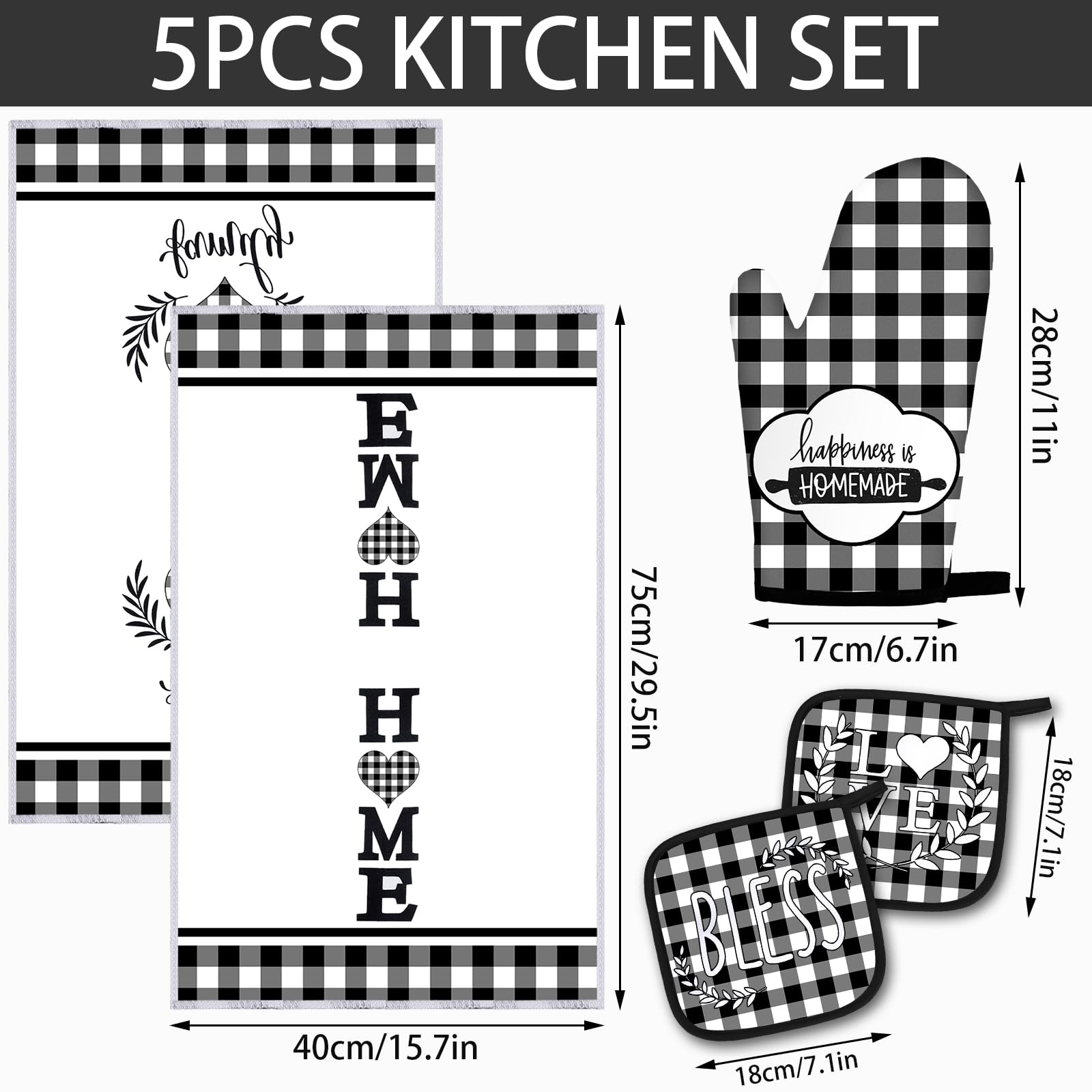 Rtteri buffalo plaid towels folded neatly for versatile kitchen display.