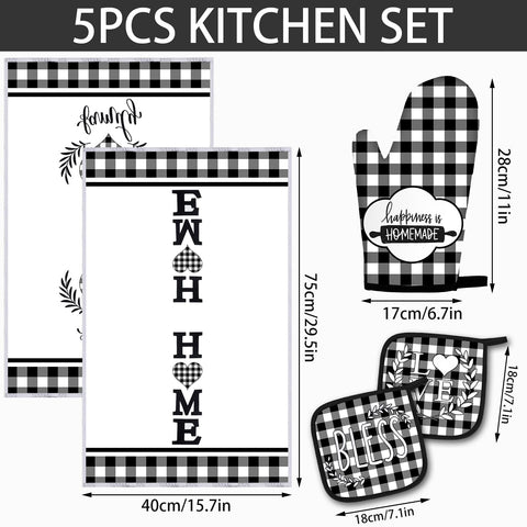 Rtteri buffalo plaid towels folded neatly for versatile kitchen display.