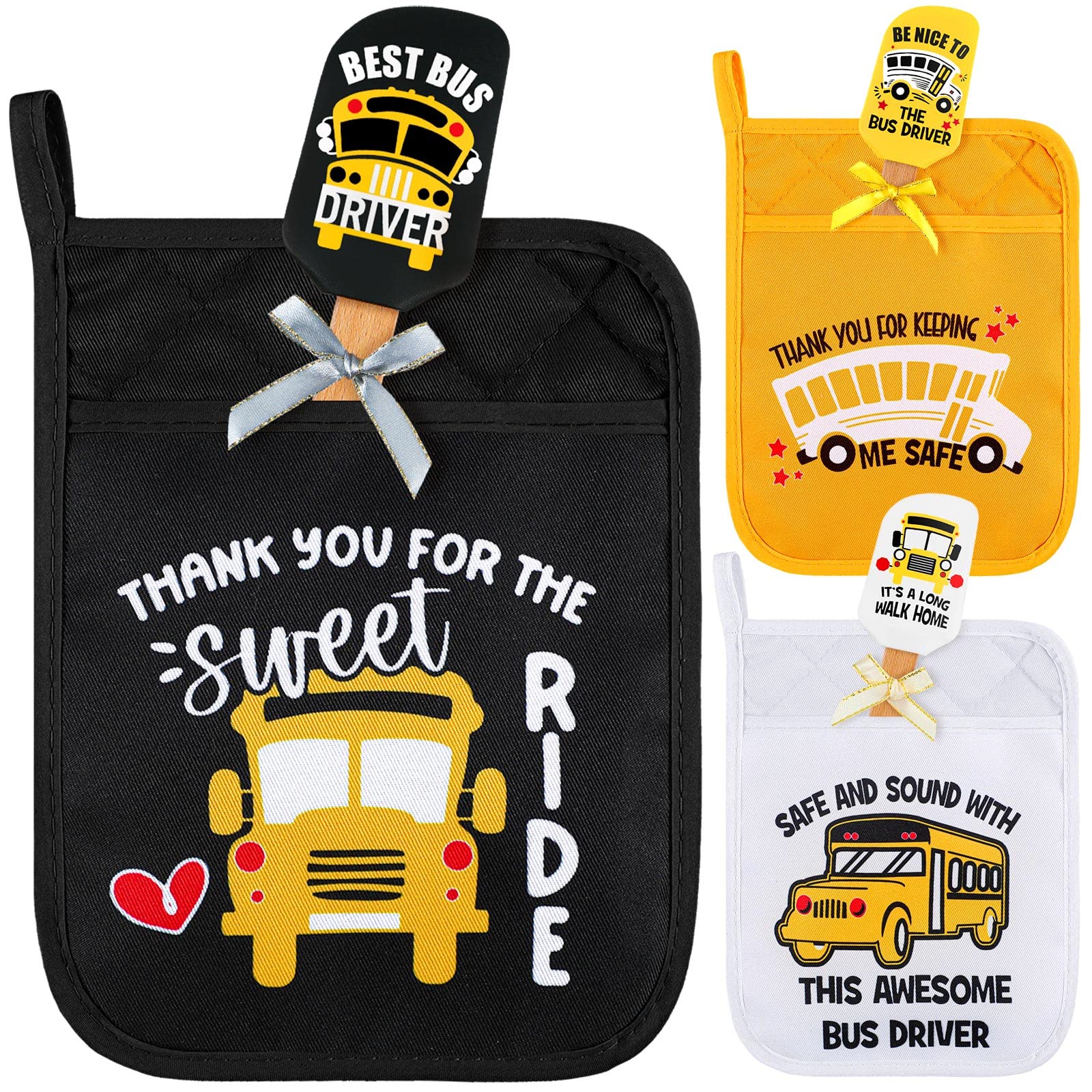 Rtteri bus driver pot holder front view for heat protection and playful theme