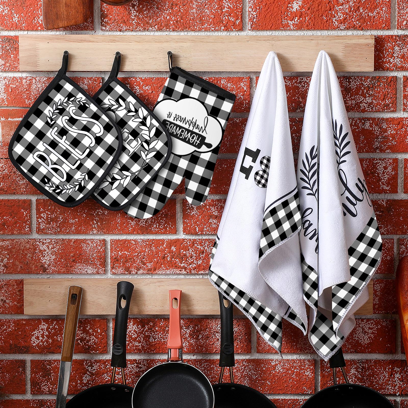 Rtteri farmhouse buffalo check pattern adds rustic charm to kitchen decor.