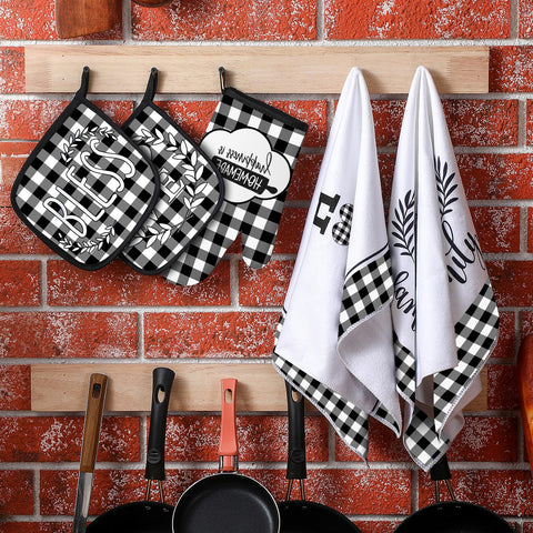 Rtteri farmhouse buffalo check pattern adds rustic charm to kitchen decor.