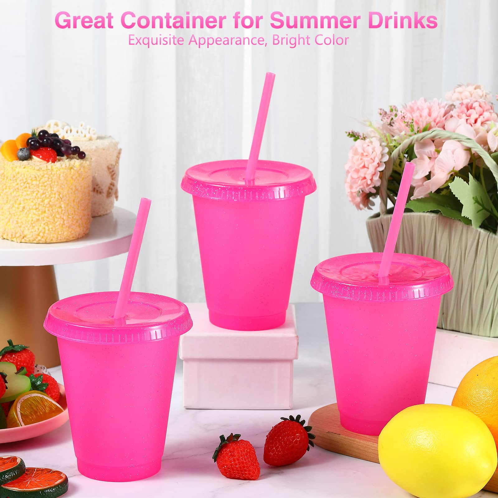 Rtteri rose-red glitter 15-pack tumblers, durable and festive drinkware