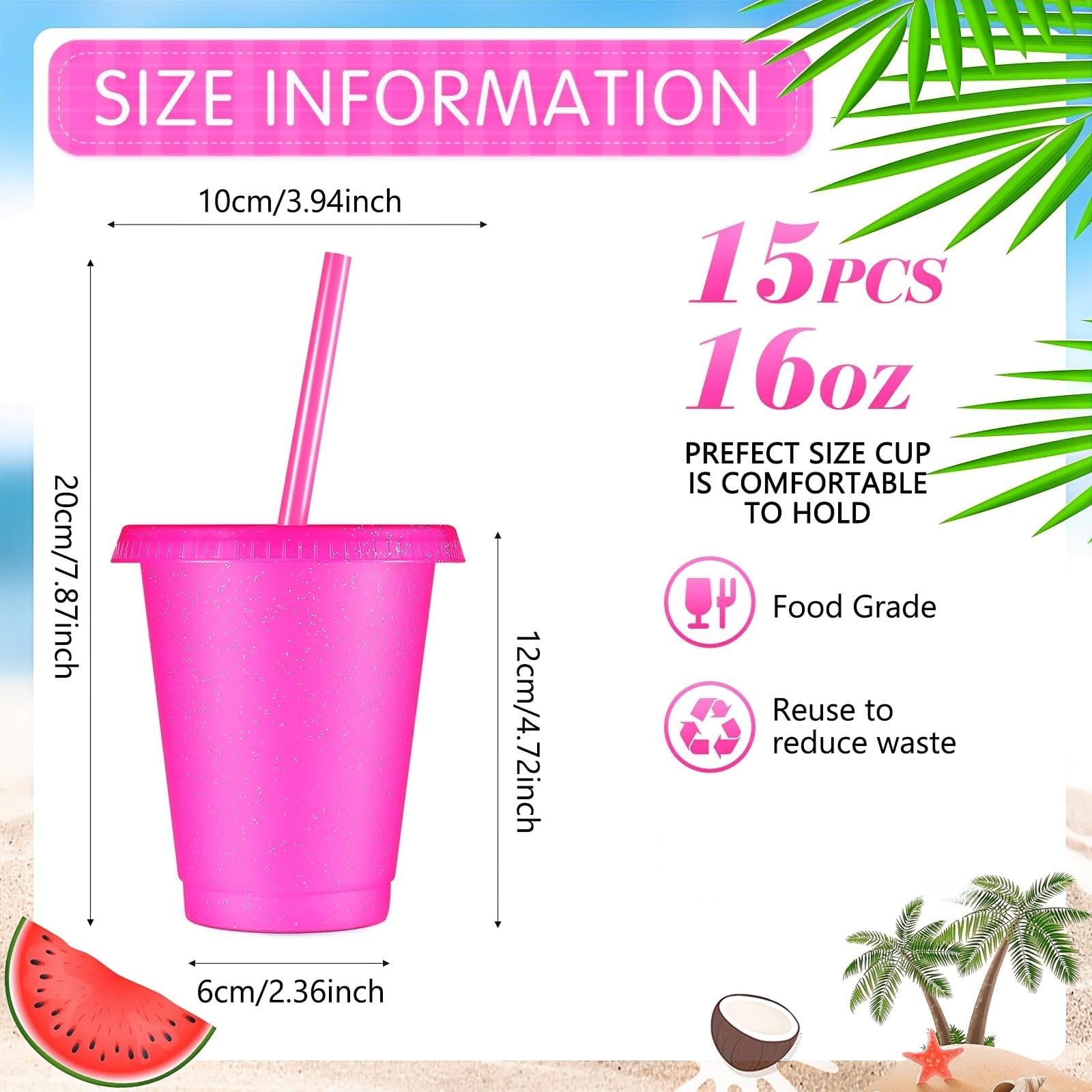 Rtteri reusable cups with straws in rose red, perfect for travel