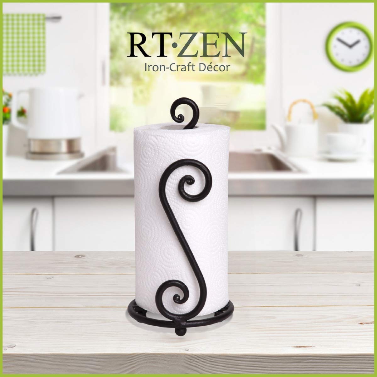 RTZEN matte black paper towel holder brushed metal finish adds rustic charm
