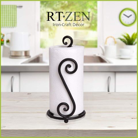 RTZEN matte black paper towel holder brushed metal finish adds rustic charm