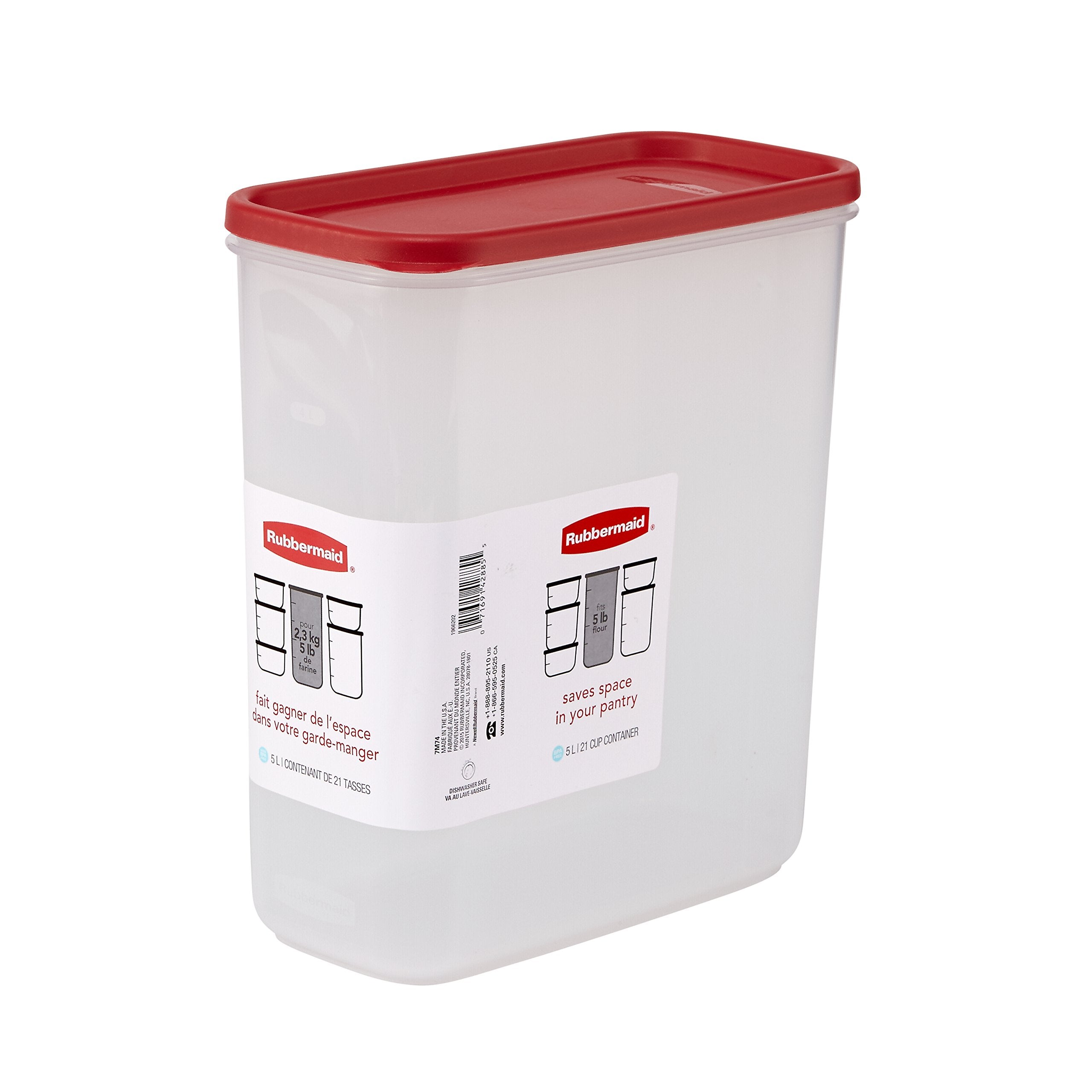 Rubbermaid 21C dry food container dishwasher-safe for easy cleaning