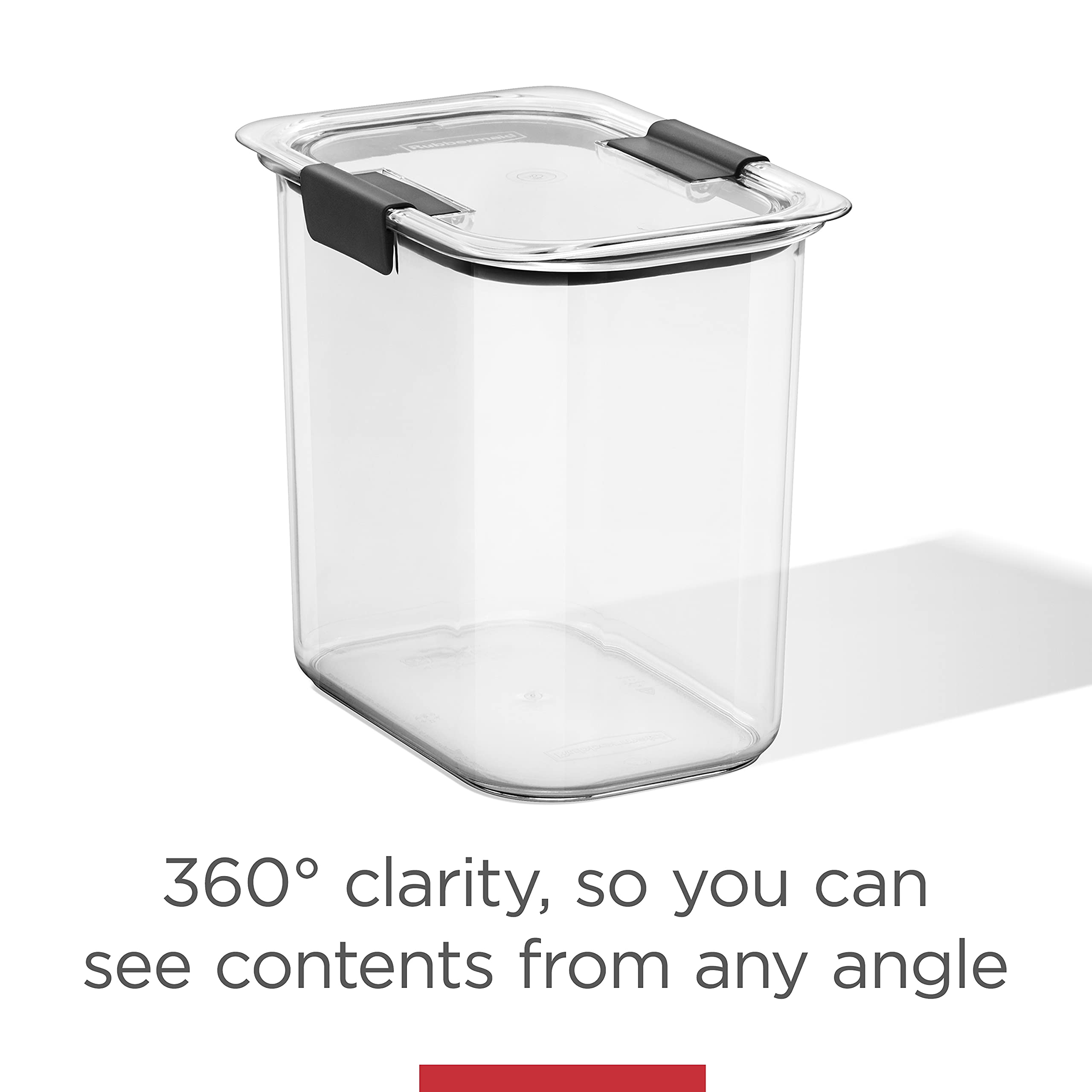 Rubbermaid Brilliance clear design enables quick content checks.