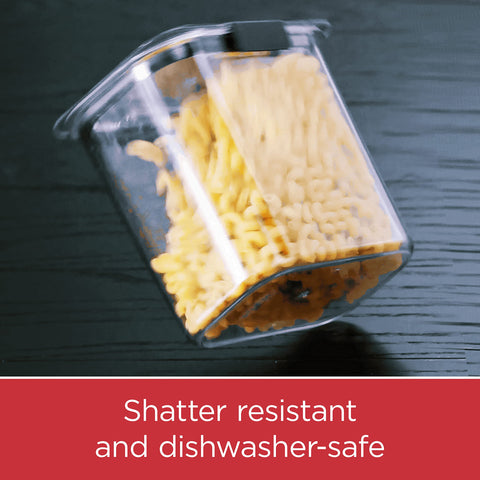 Rubbermaid Brilliance visible contents help with labeling.
