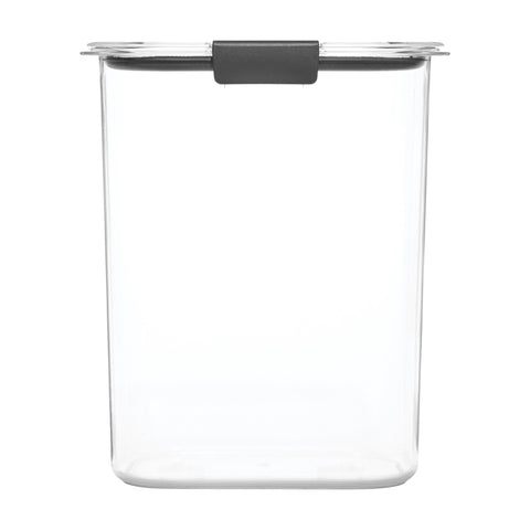 Rubbermaid Brilliance 16-Cup container stacked to illustrate space-saving design.